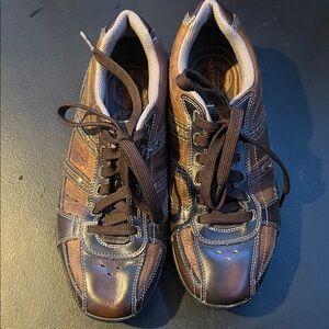 Men's Sketchers Brown Leather Lace Up Sneaker Item # 62597